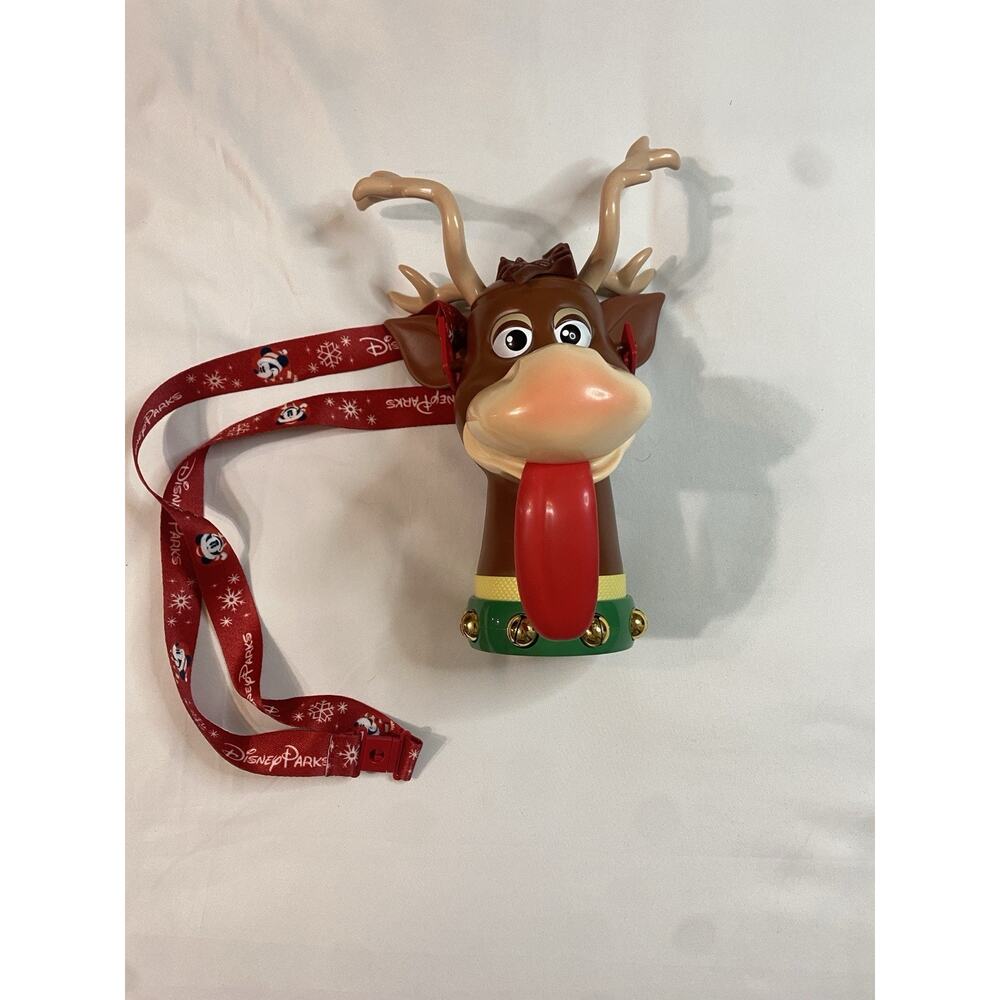 Disney Parks Christmas Parade Reindeer Sipper Cup Lanyard Jingle Bells